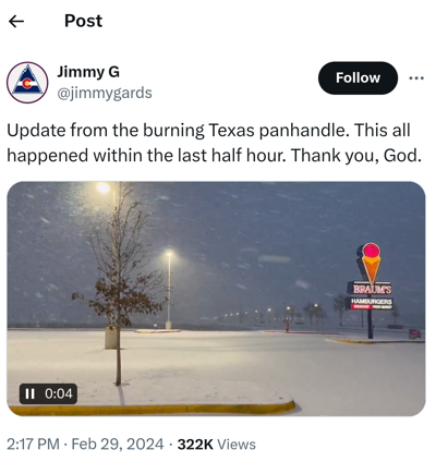 In Texas schneit es